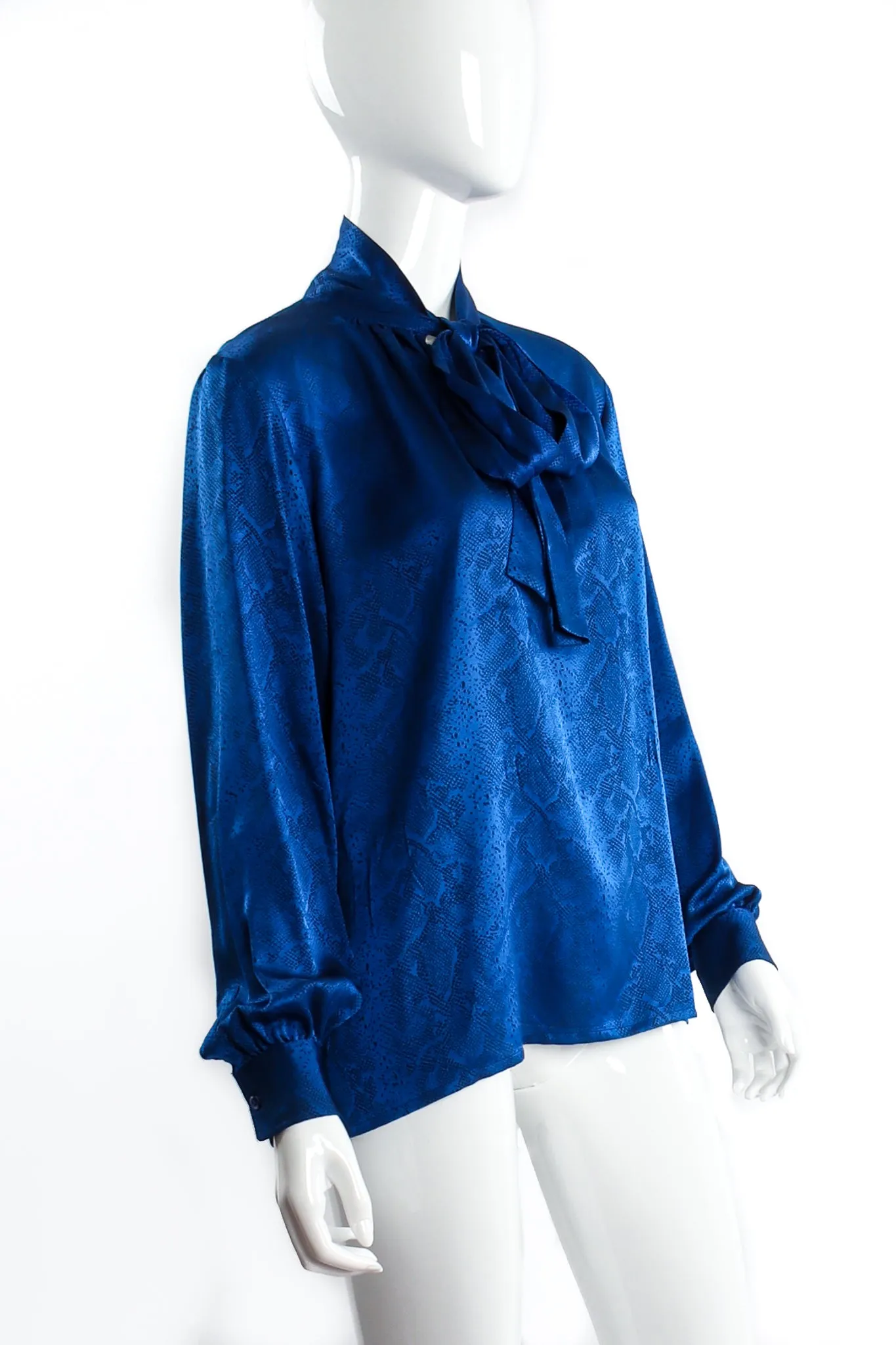 Jacquard Snake Silk Bow Blouse