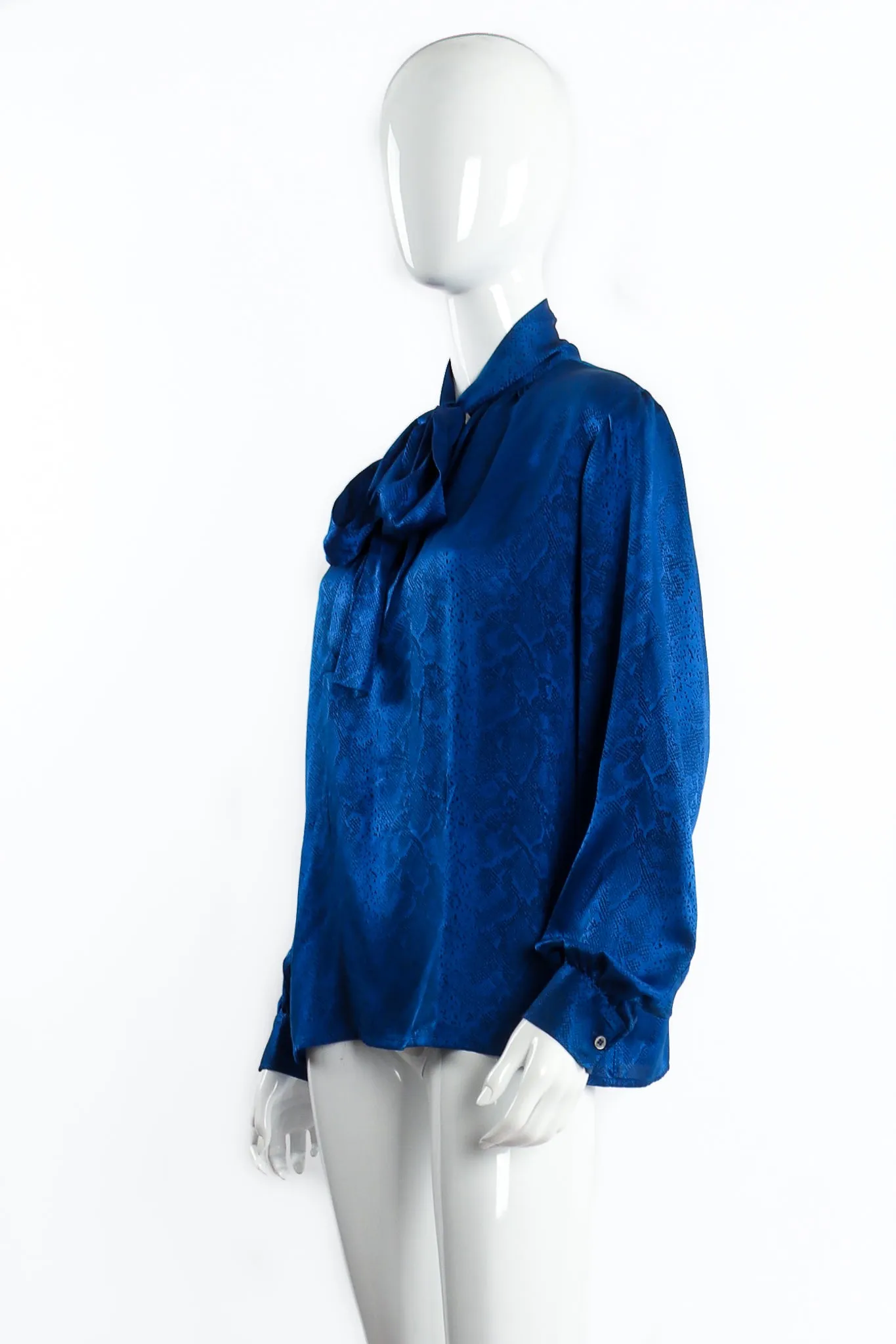 Jacquard Snake Silk Bow Blouse