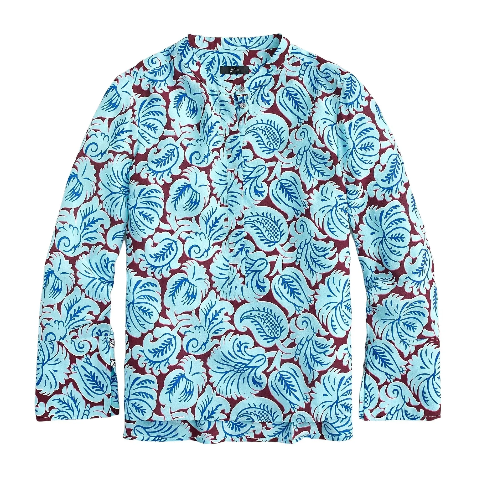 J.Crew Silk Tunic Blue and Maroon