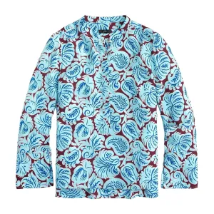 J.Crew Silk Tunic Blue and Maroon