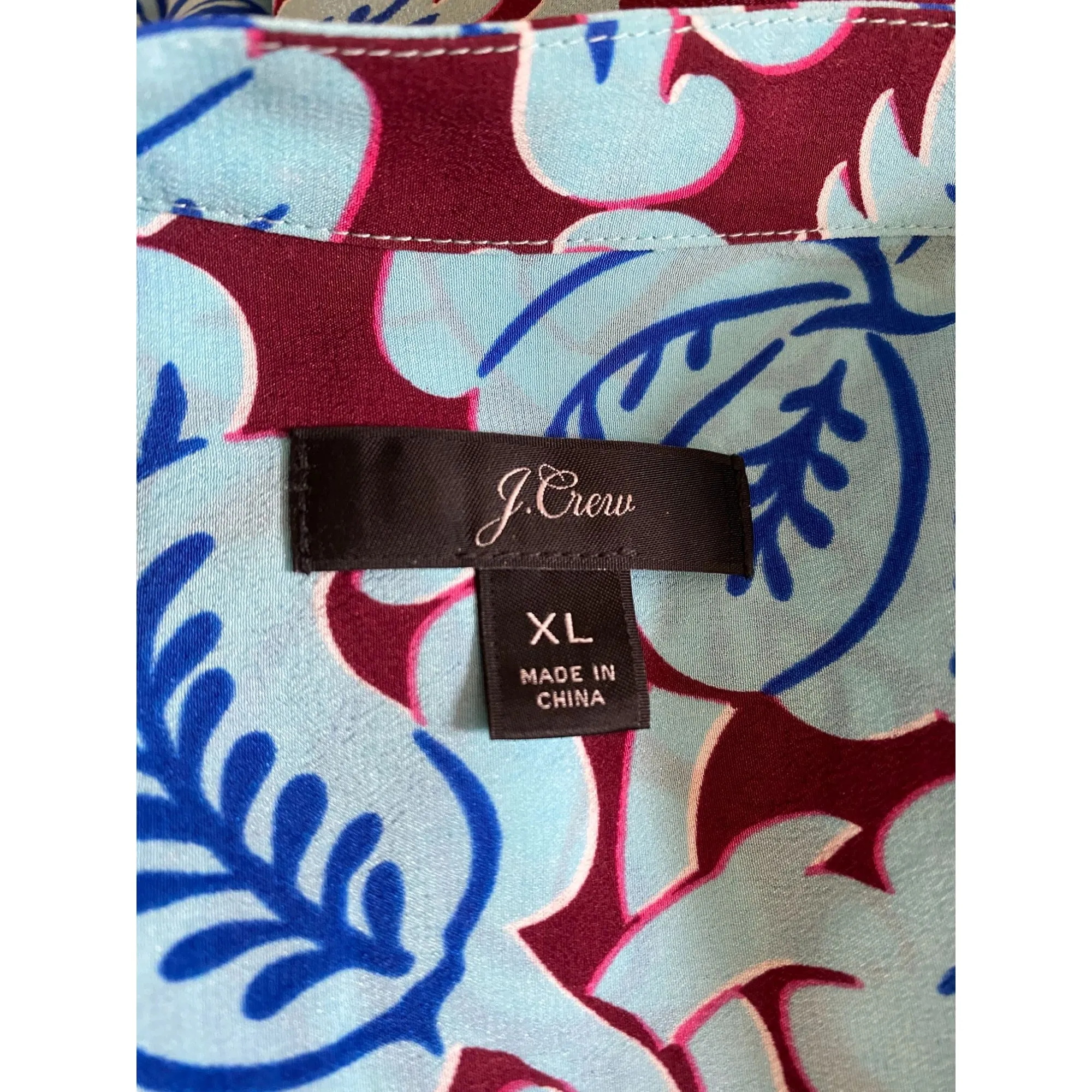 J.Crew Silk Tunic Blue and Maroon