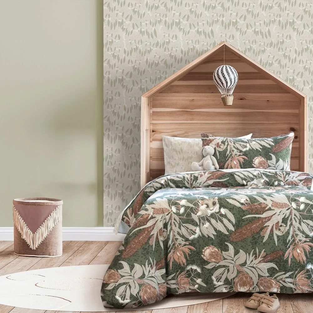 Jelly Bean Kids Bush Baby Quilt Cover Set - Olive