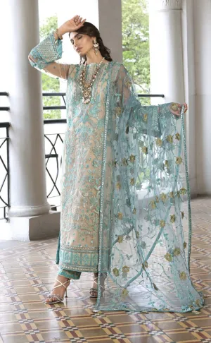 Kameez Trouser Dupatta Blue Pakistani Wedding Dress