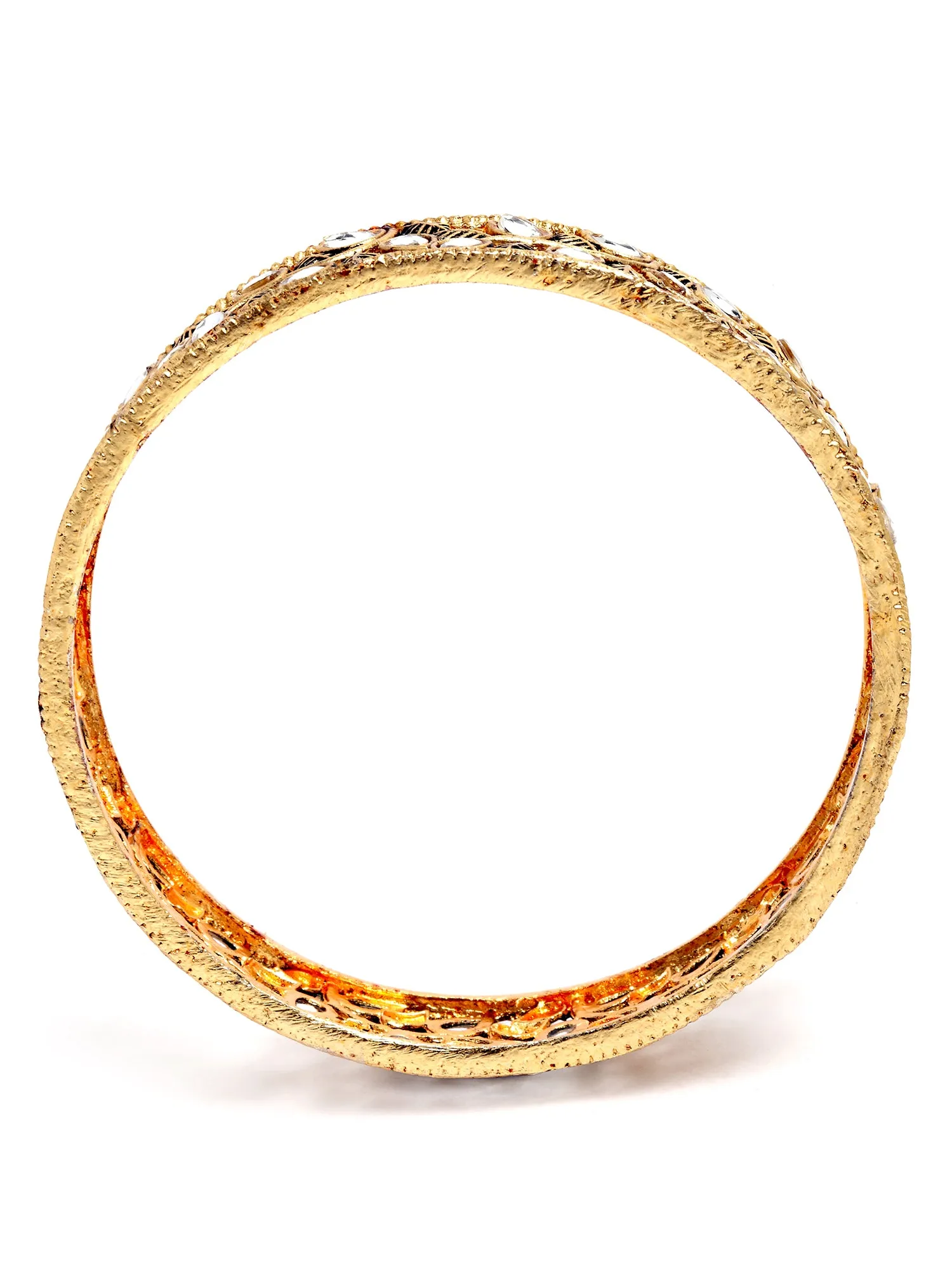 Karatcart Antique Gold Plated Leaf Design Rajwadi Temple Bangle Set for Women