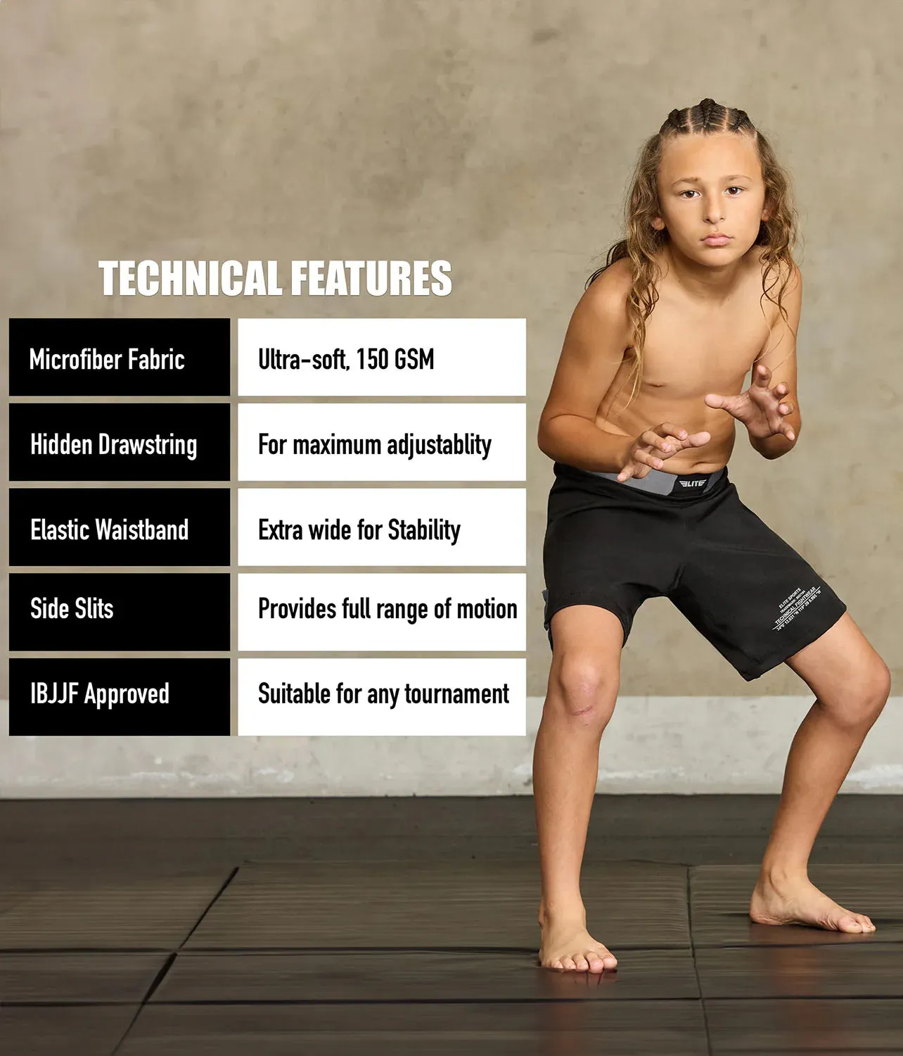 Kids' Black Jack Gray MMA Shorts