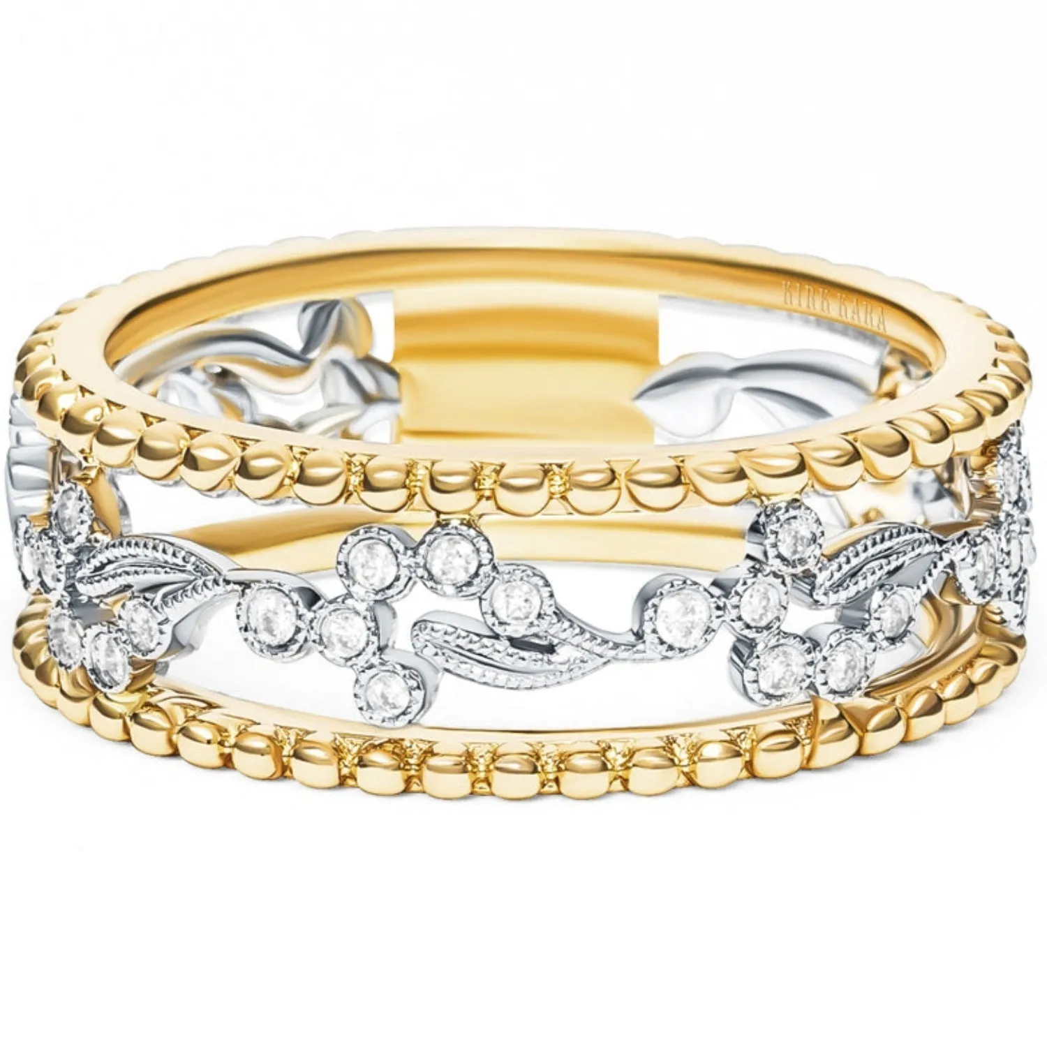 Kirk Kara "Rayana" Two-Tone Paisley Swirl Beaded Diamond Fashion Band