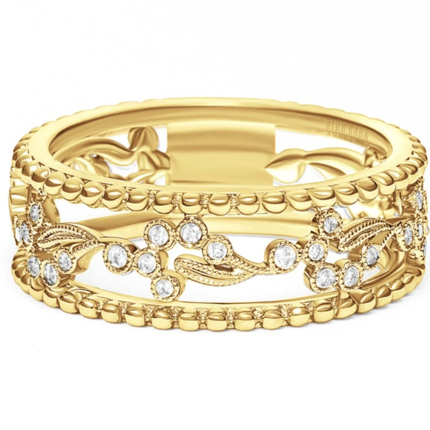 Kirk Kara "Rayana" Two-Tone Paisley Swirl Beaded Diamond Fashion Band