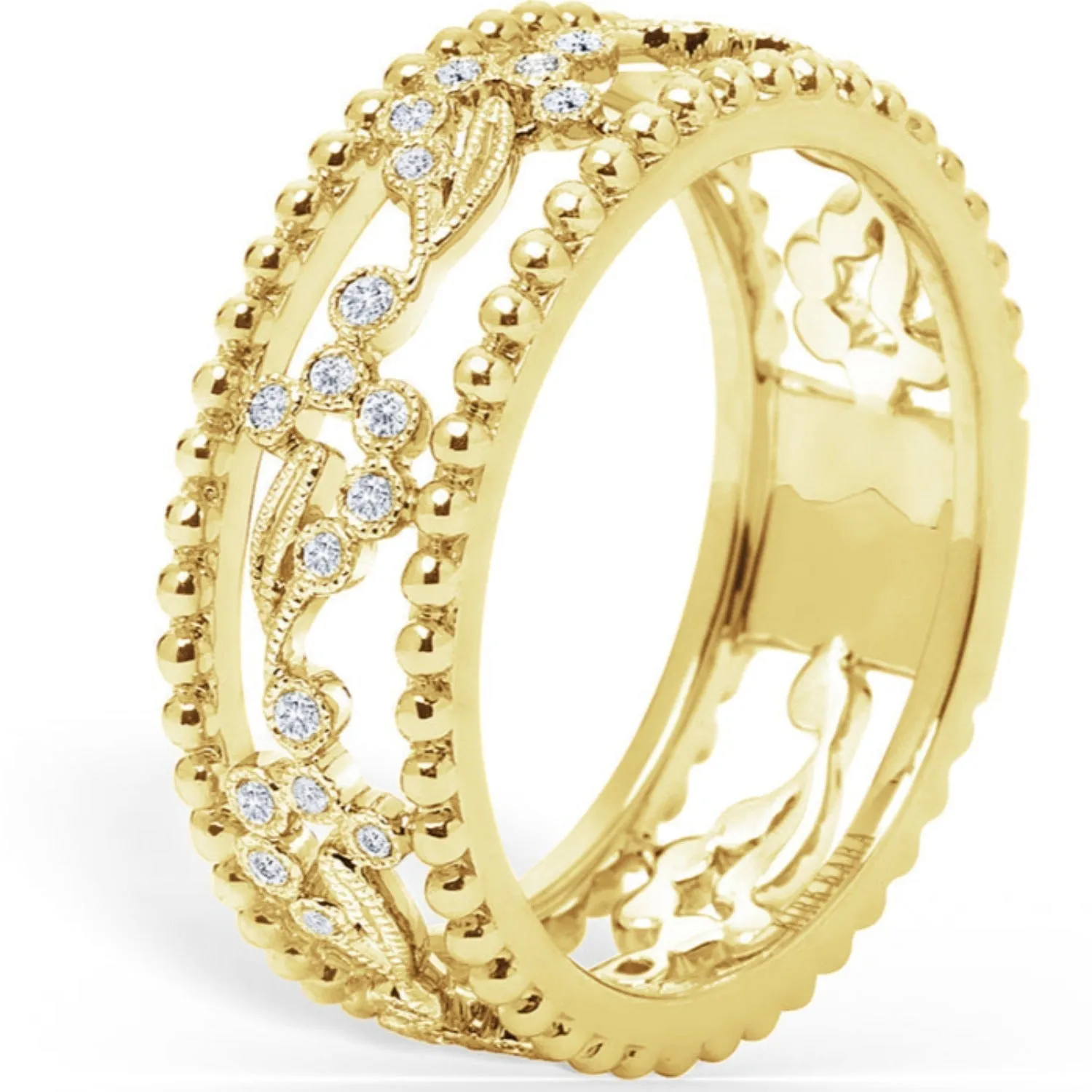 Kirk Kara "Rayana" Two-Tone Paisley Swirl Beaded Diamond Fashion Band