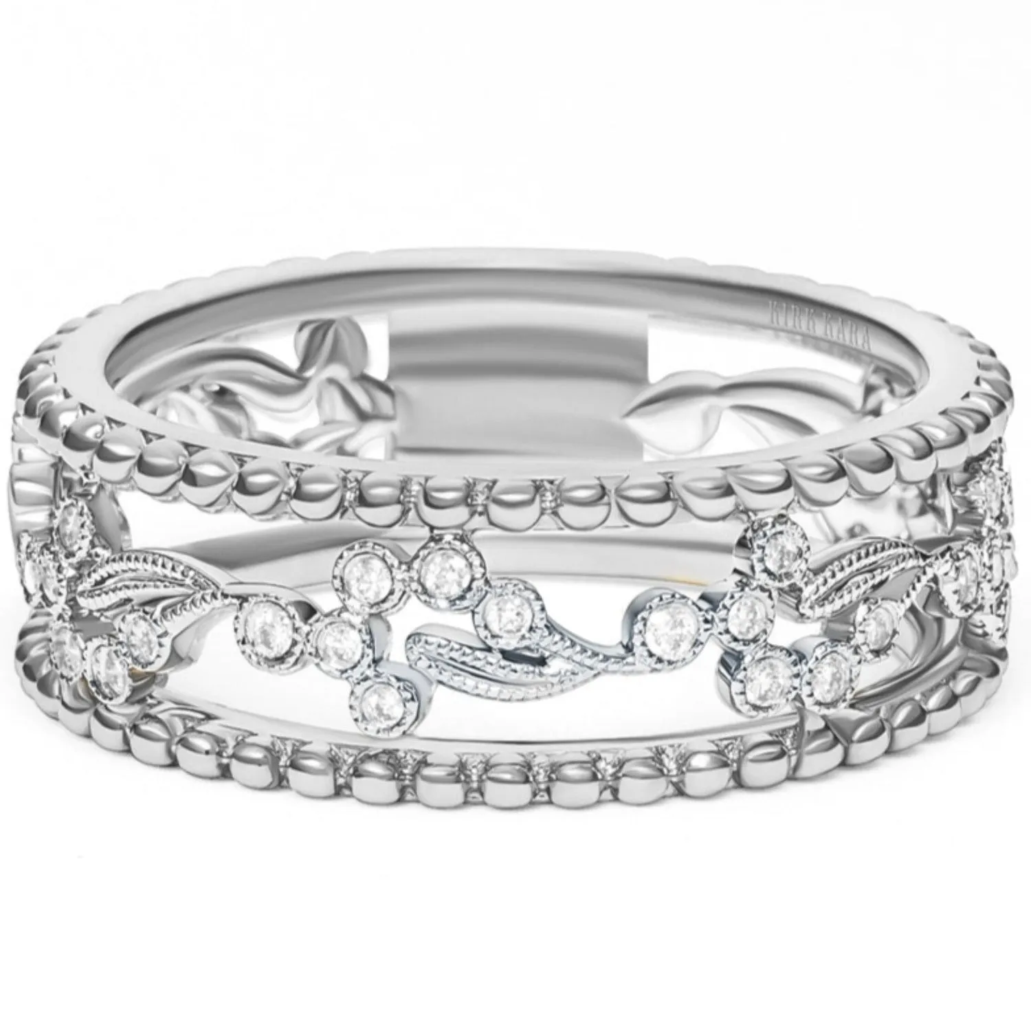 Kirk Kara "Rayana" Two-Tone Paisley Swirl Beaded Diamond Fashion Band