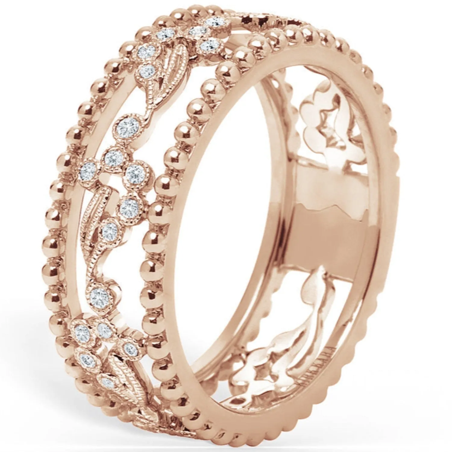 Kirk Kara "Rayana" Two-Tone Paisley Swirl Beaded Diamond Fashion Band