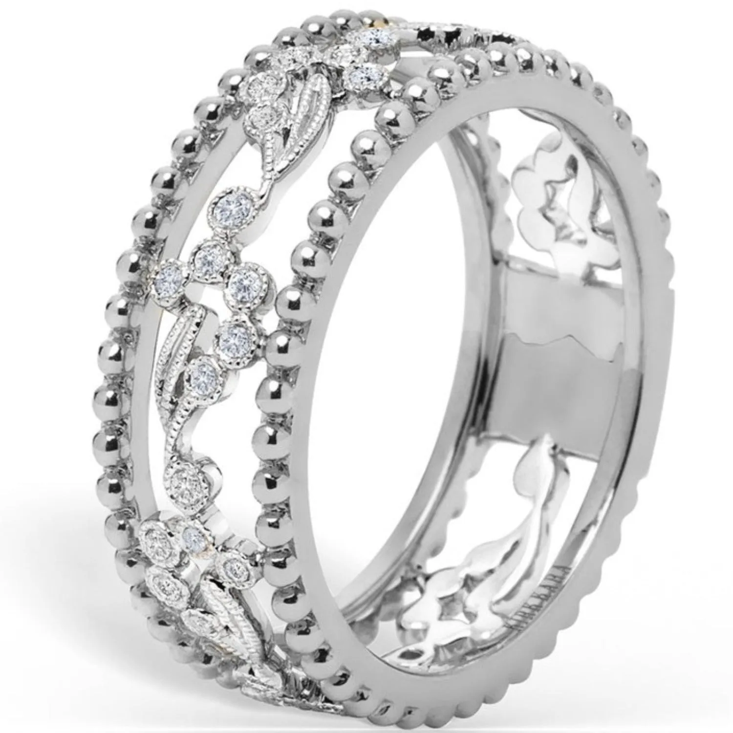 Kirk Kara "Rayana" Two-Tone Paisley Swirl Beaded Diamond Fashion Band