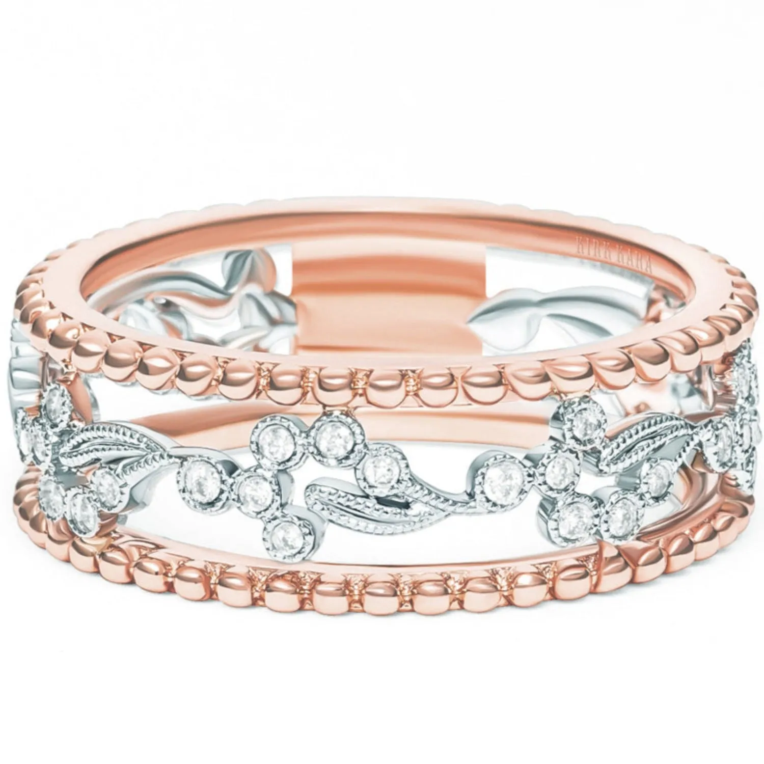 Kirk Kara "Rayana" Two-Tone Paisley Swirl Beaded Diamond Fashion Band