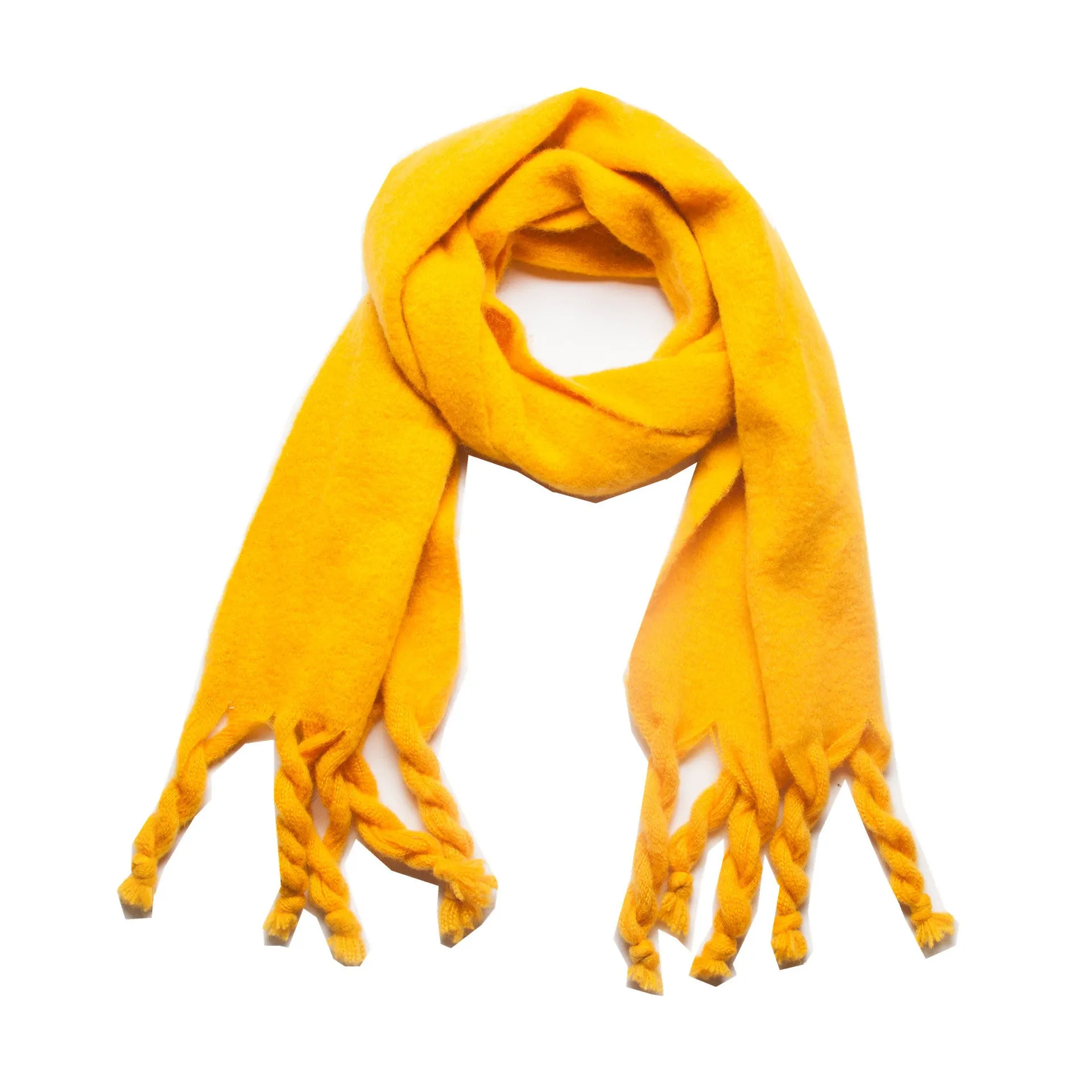 Knotted Fringe Trim Wide Scarf