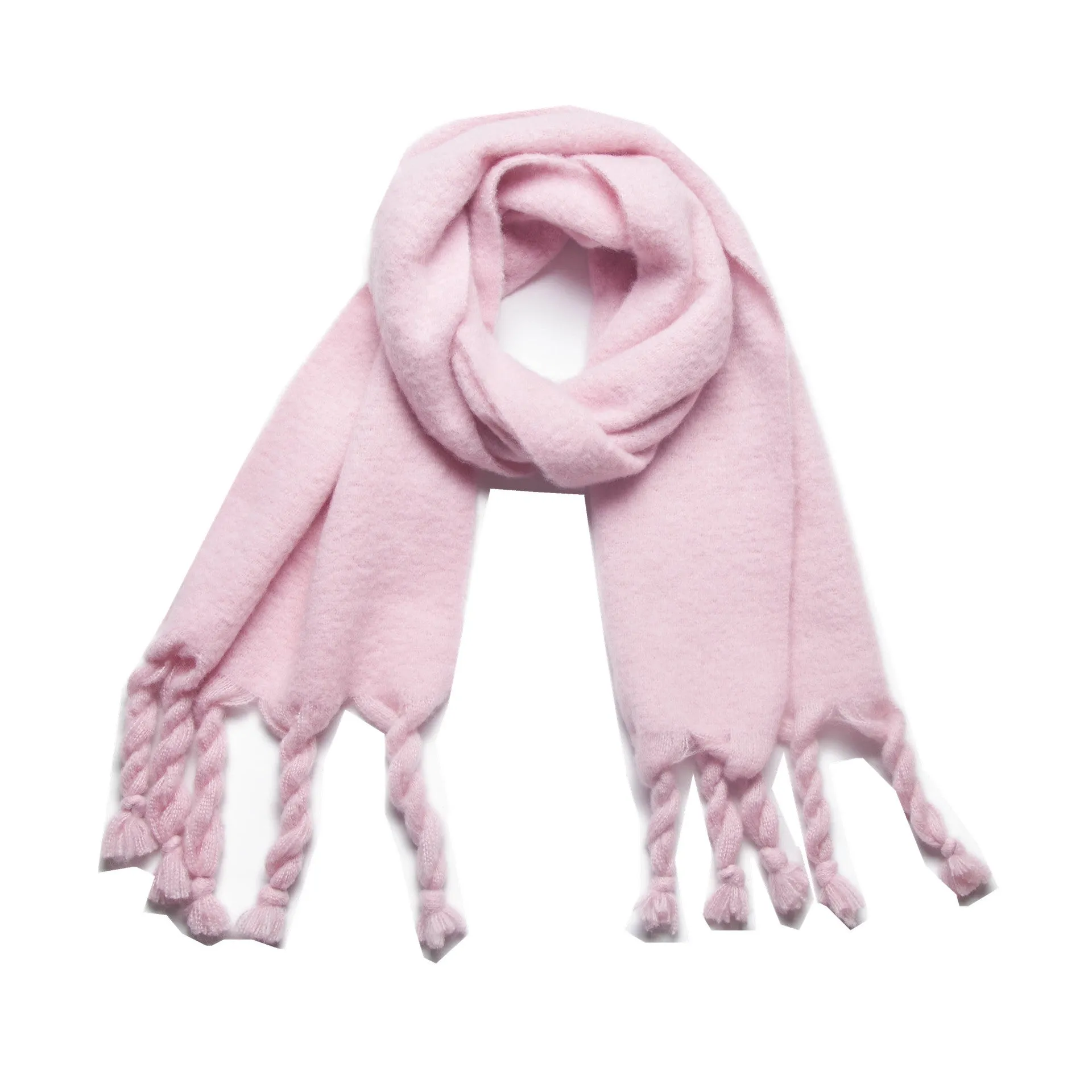 Knotted Fringe Trim Wide Scarf
