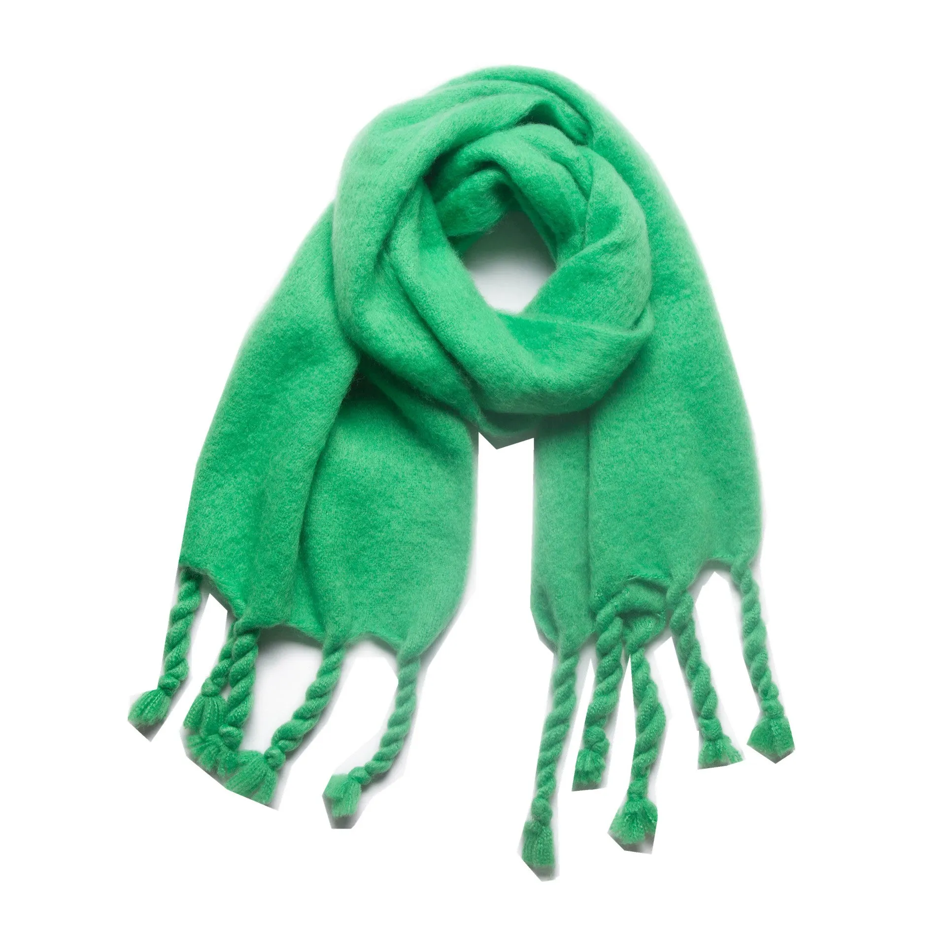 Knotted Fringe Trim Wide Scarf
