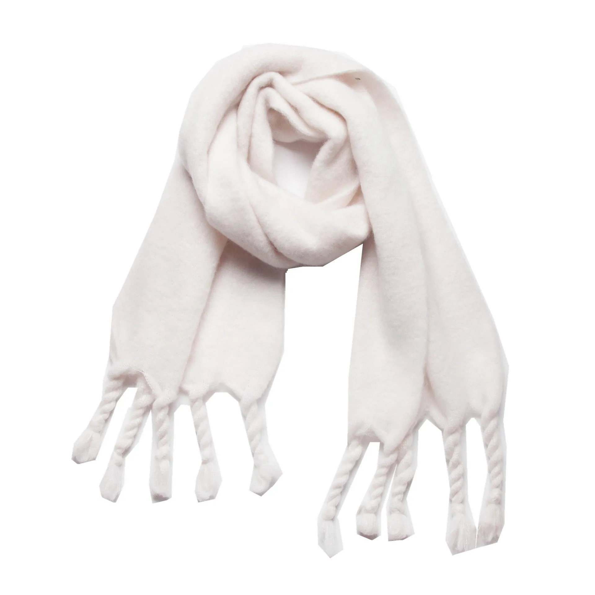 Knotted Fringe Trim Wide Scarf