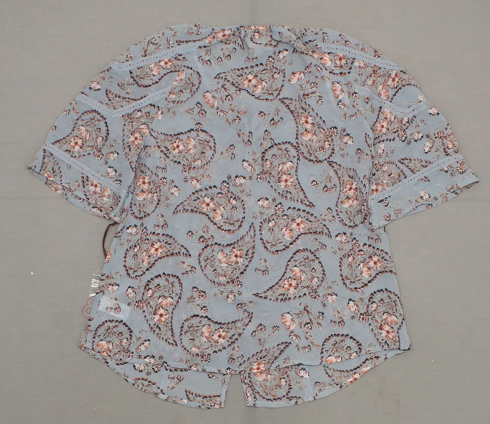 Knox Rose Women's Floral Print Paisley Button Front Tie Neck Top Blouse