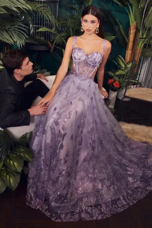 LADIVINE CB102 GLITTER CORSET LAYERED BALL GOWN