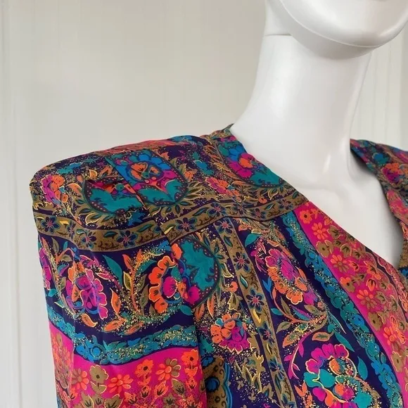 Lady Carol Petites Vintage Paisley Shoulder Pad Skirt Suit Set 14