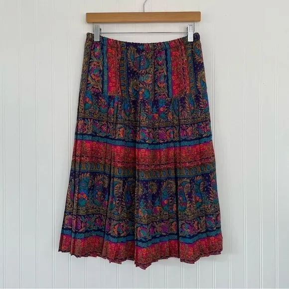 Lady Carol Petites Vintage Paisley Shoulder Pad Skirt Suit Set 14