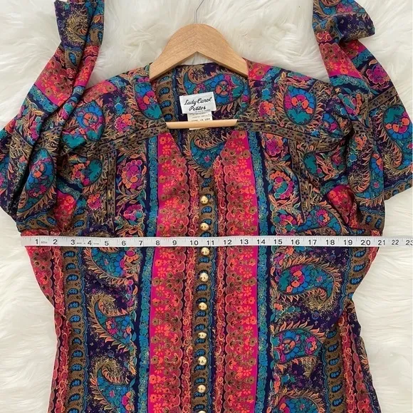 Lady Carol Petites Vintage Paisley Shoulder Pad Skirt Suit Set 14