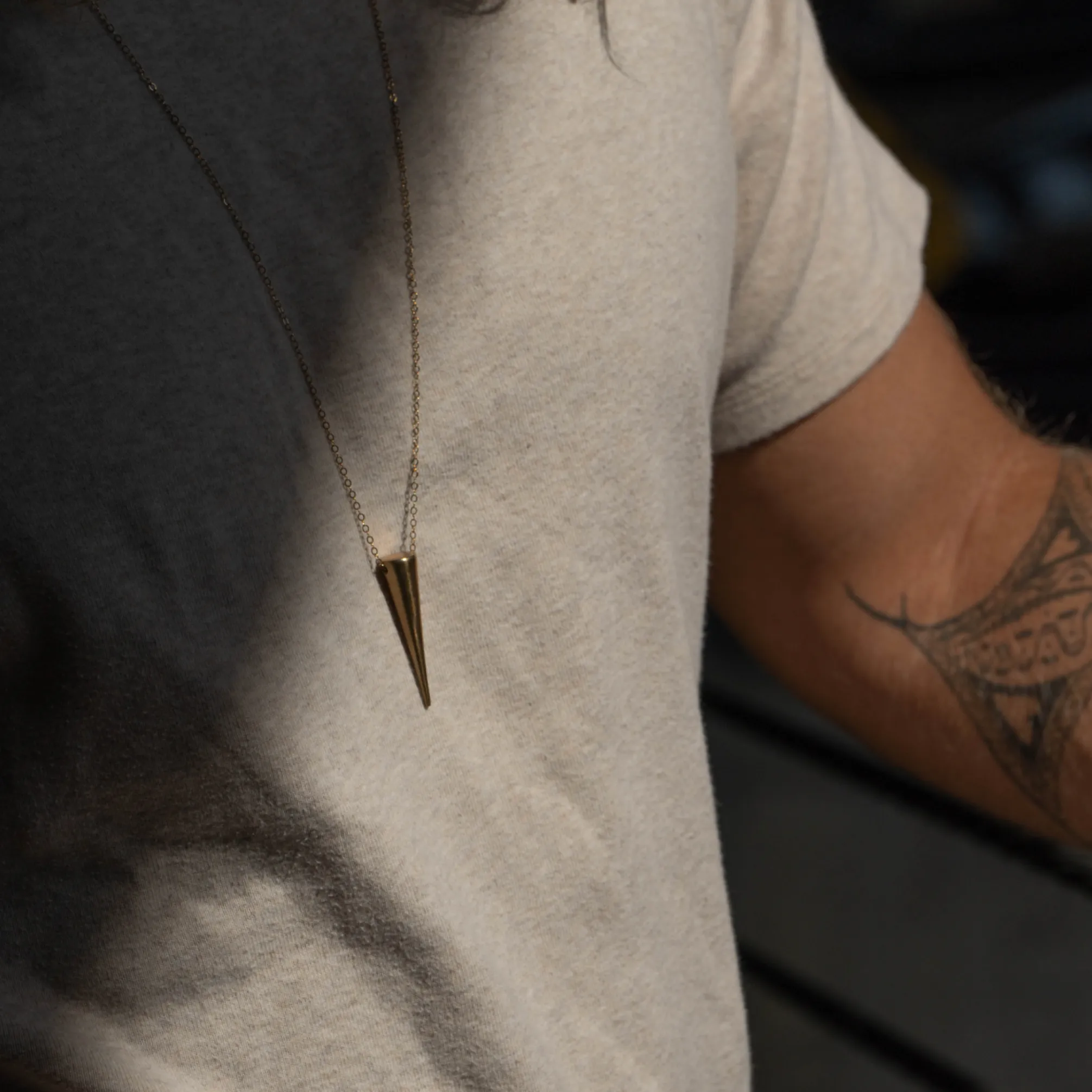 Large Brass Spike Layering Necklace / ready to ship