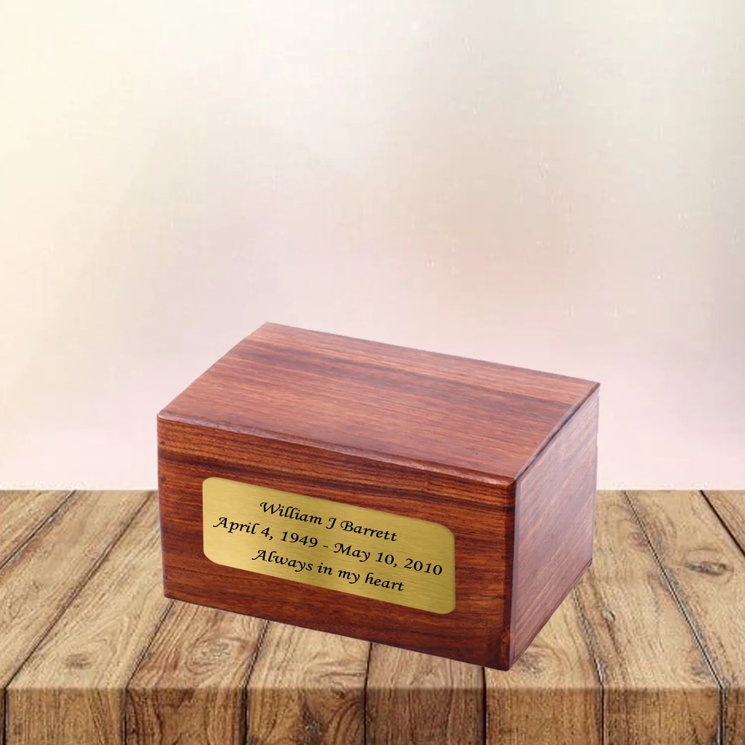 Large Solid Rosewood Hand-carved Plain Cremation Urn - IUWD100-PLAIN