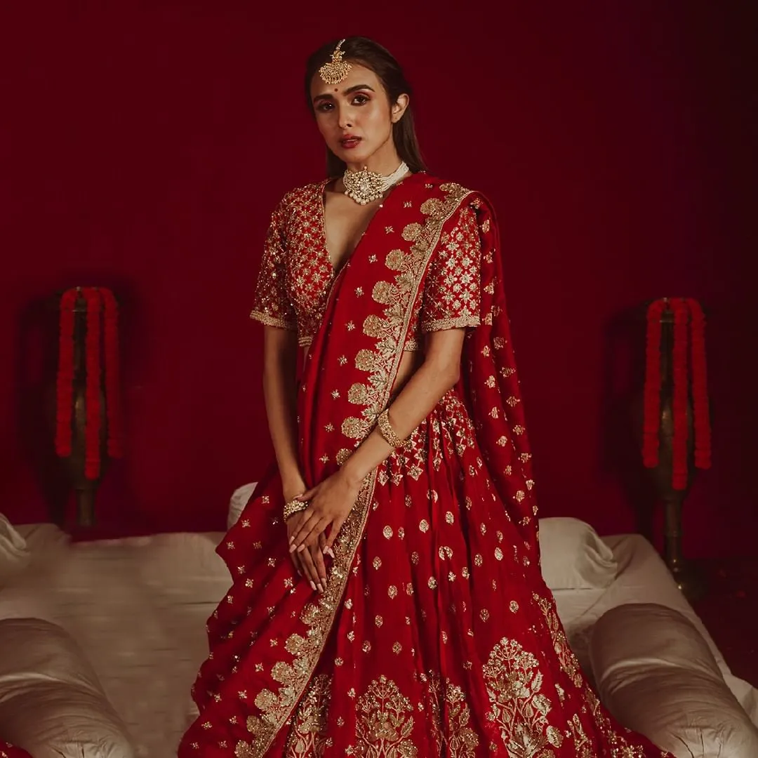 Latest Red Bridal Lehenga with Choli and Dupatta #BS877