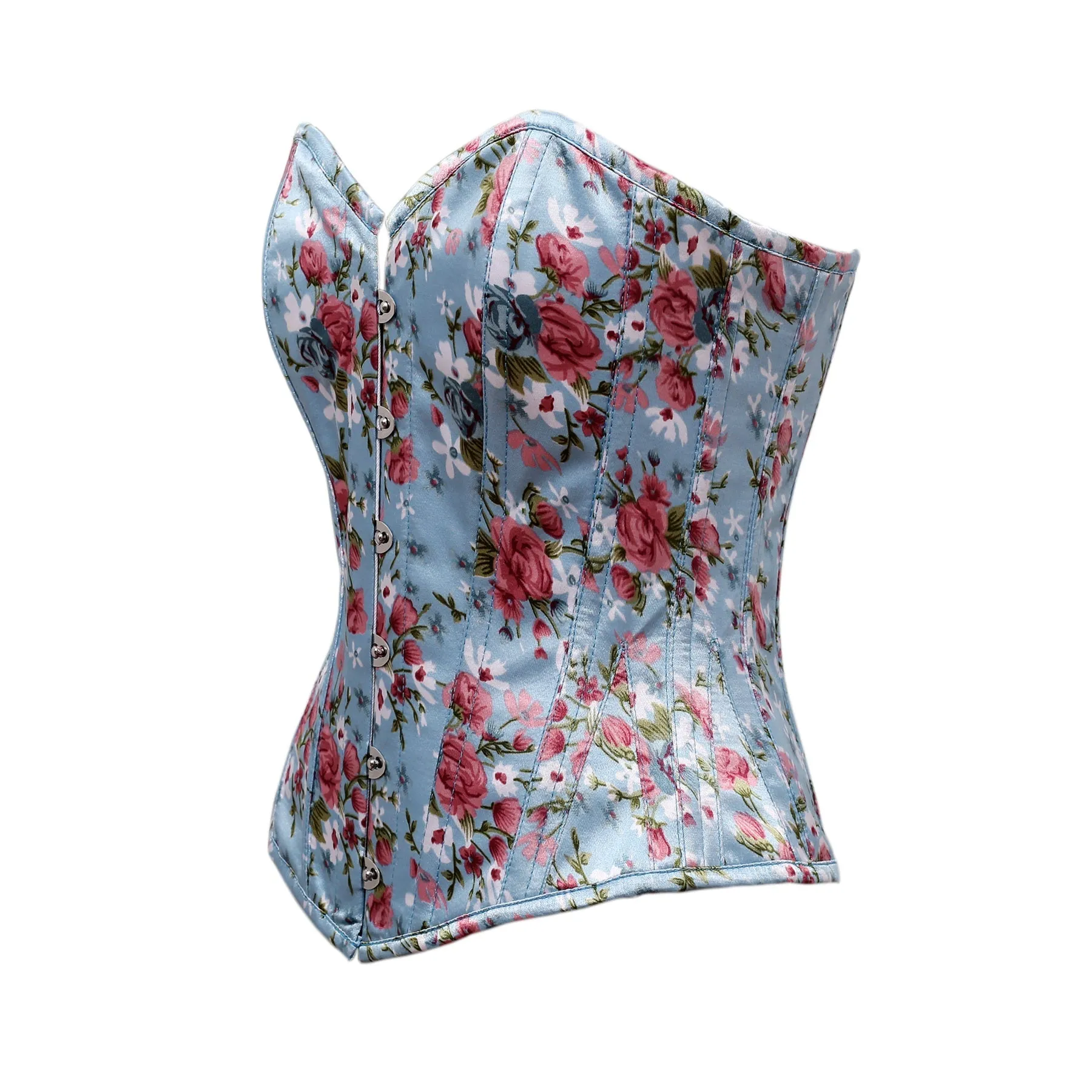 Laurent Floral Print Satin Overbust Corset