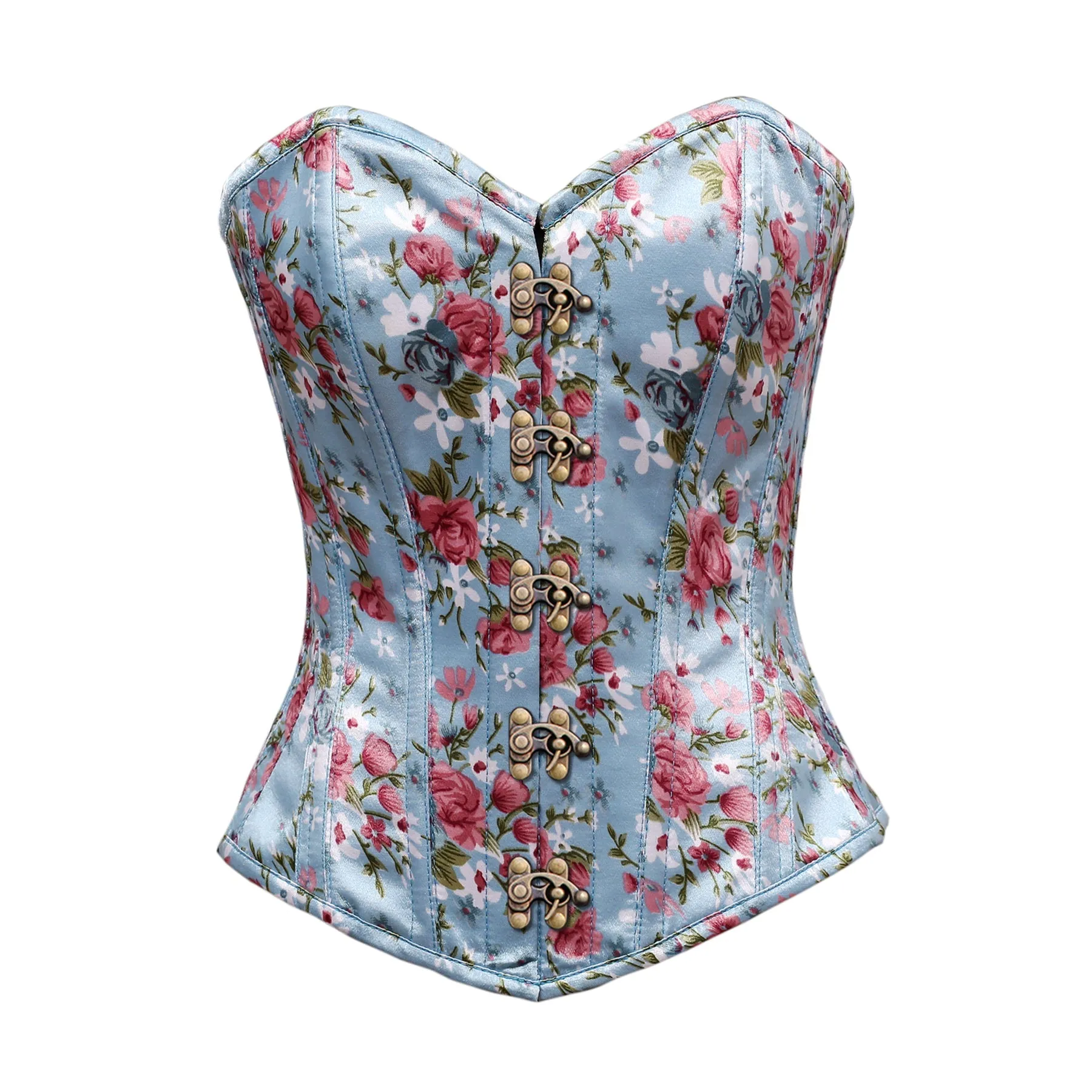 Laurent Floral Print Satin Overbust Corset