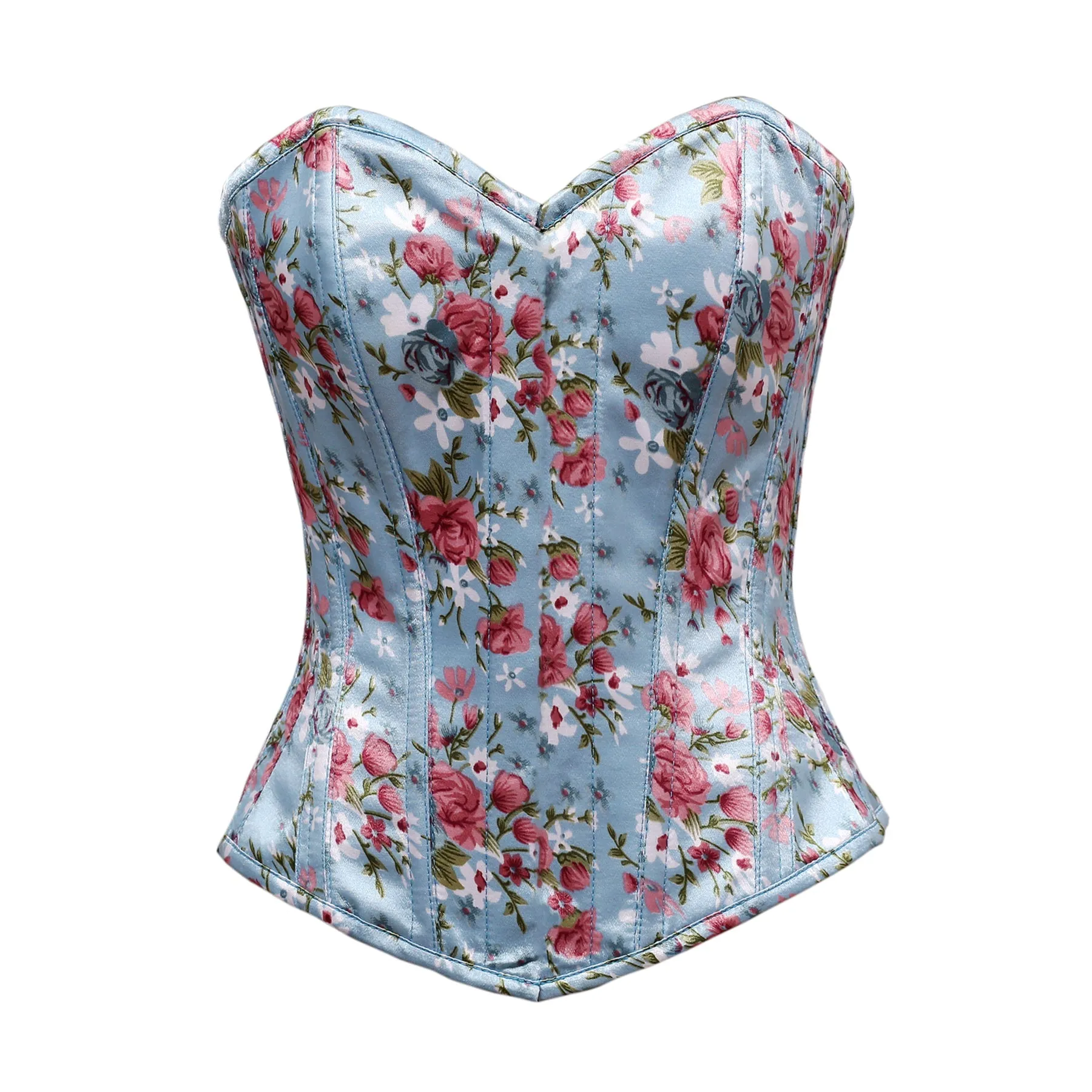 Laurent Floral Print Satin Overbust Corset