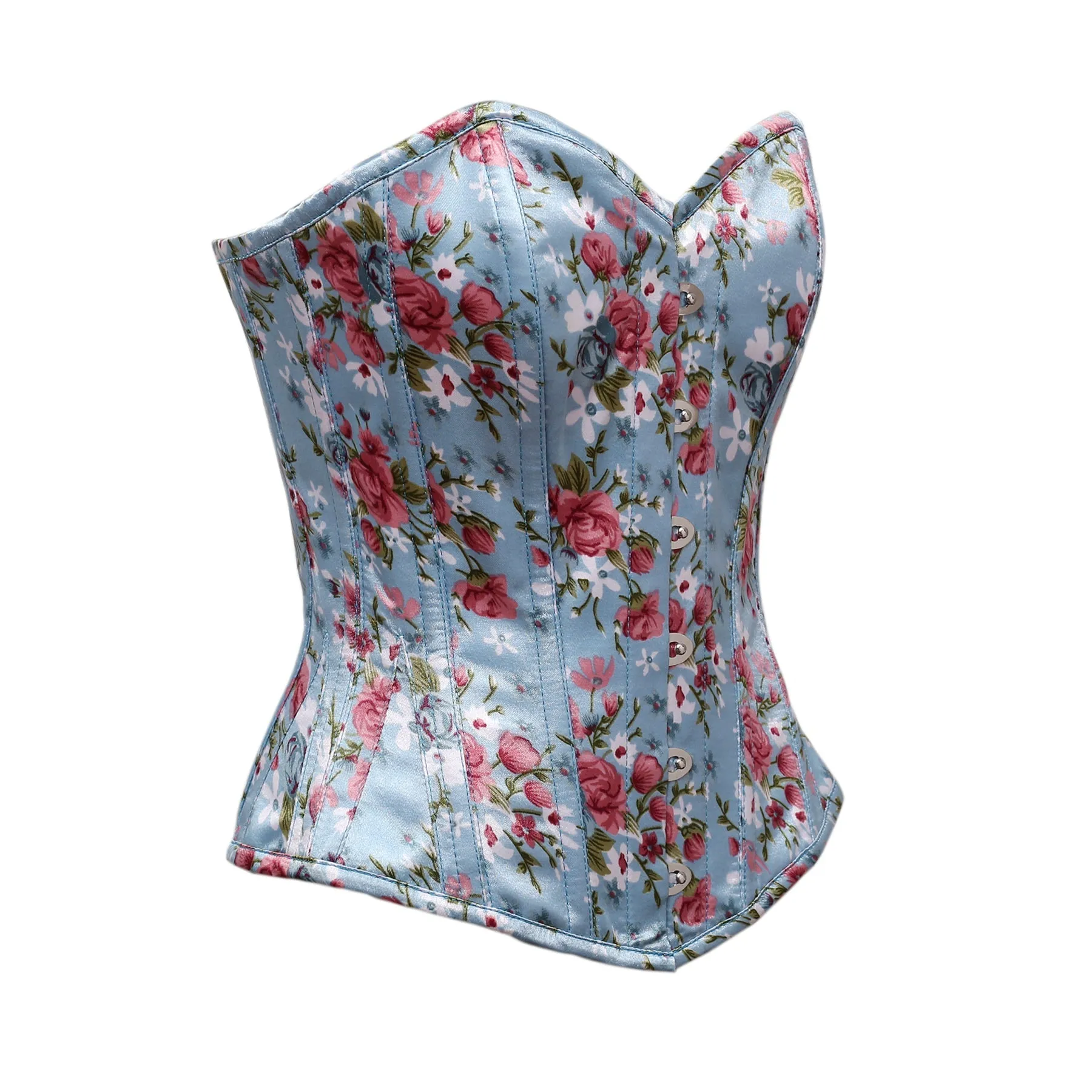 Laurent Floral Print Satin Overbust Corset