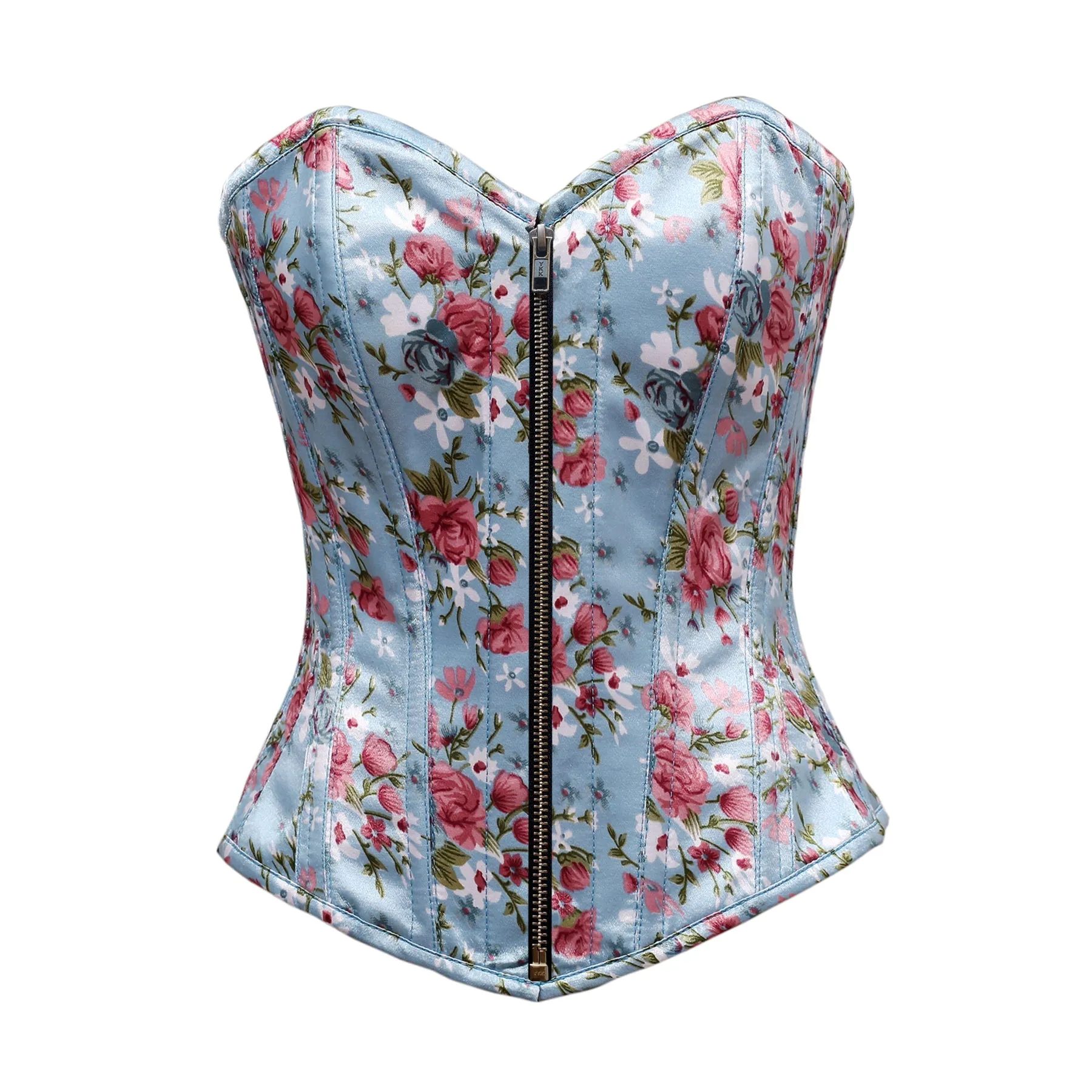 Laurent Floral Print Satin Overbust Corset