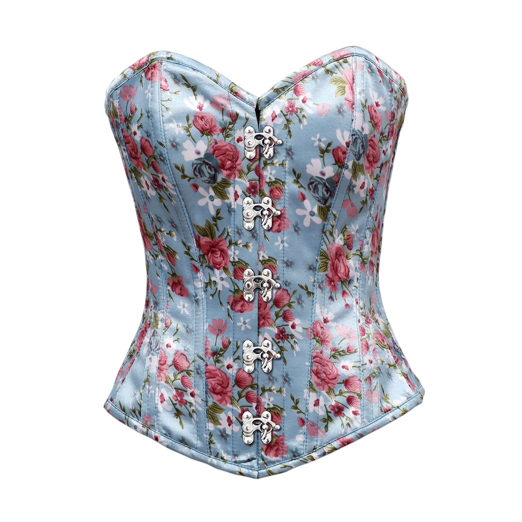 Laurent Floral Print Satin Overbust Corset