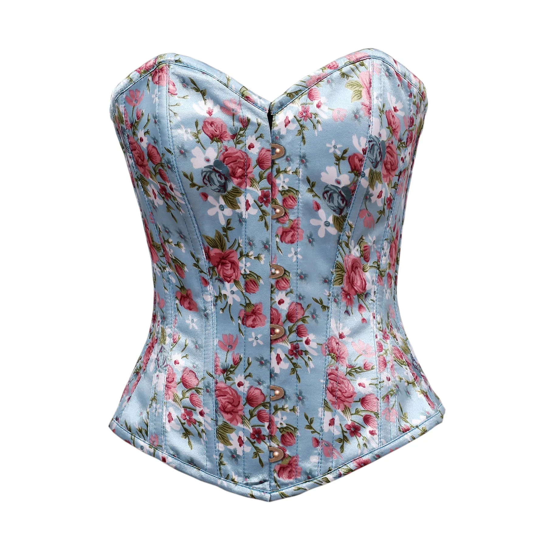 Laurent Floral Print Satin Overbust Corset