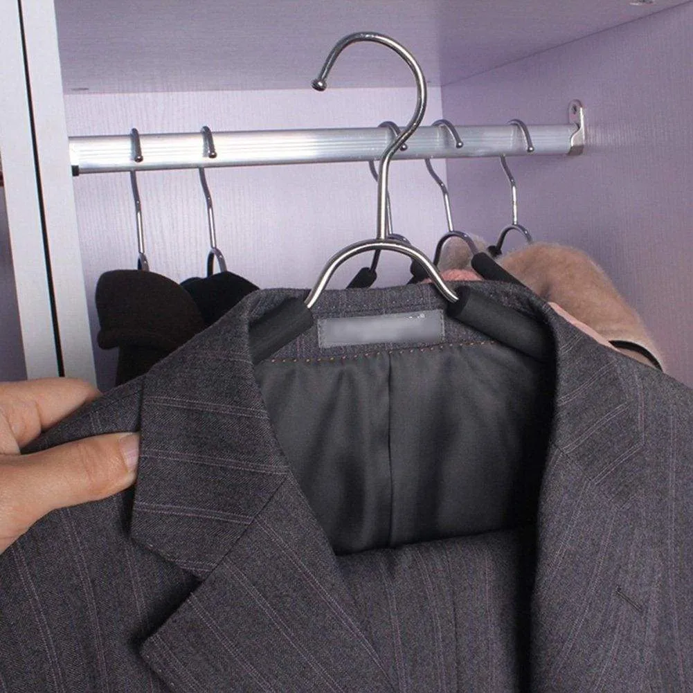 LIANGJUN Clothes Hangers Coat Pants Stainless Steel Non-slip Multifunctional Drying Rack Pack Of 10, 40X21cm (Color : Black, Size : 3 packs)