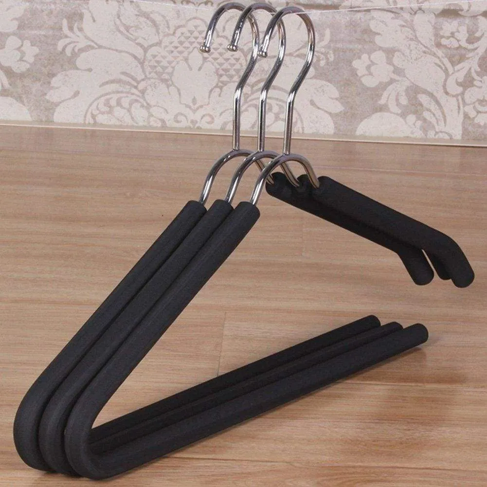 LIANGJUN Clothes Hangers Coat Pants Stainless Steel Non-slip Multifunctional Drying Rack Pack Of 10, 40X21cm (Color : Black, Size : 3 packs)
