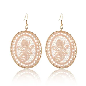 Light Pink Polyster & 18K Gold-Plated Botanical Oval Drop Earrings