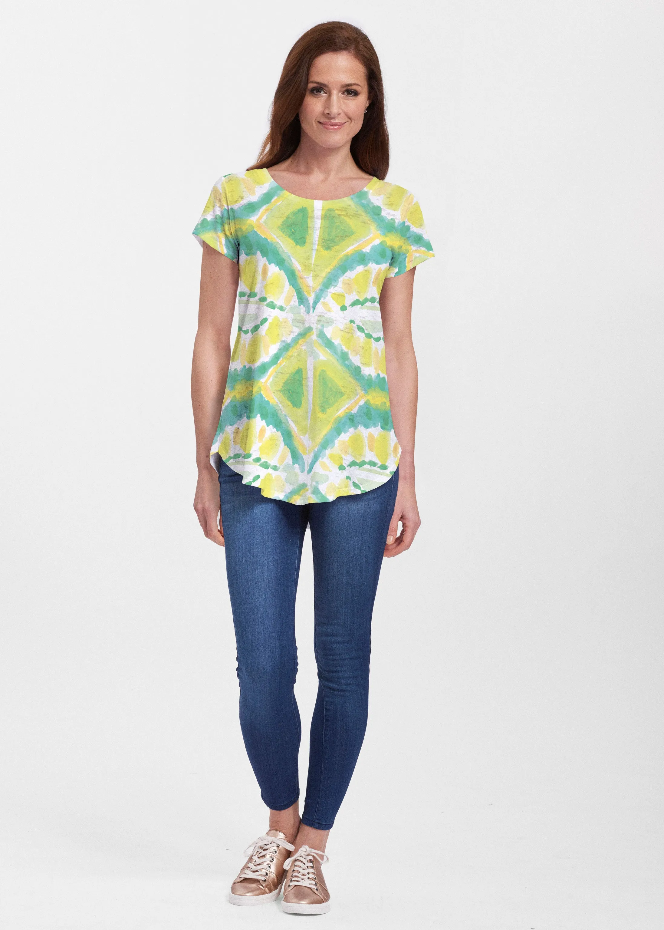 Limeade (17272) ~ Short Sleeve Scoop Neck Flowy Tunic