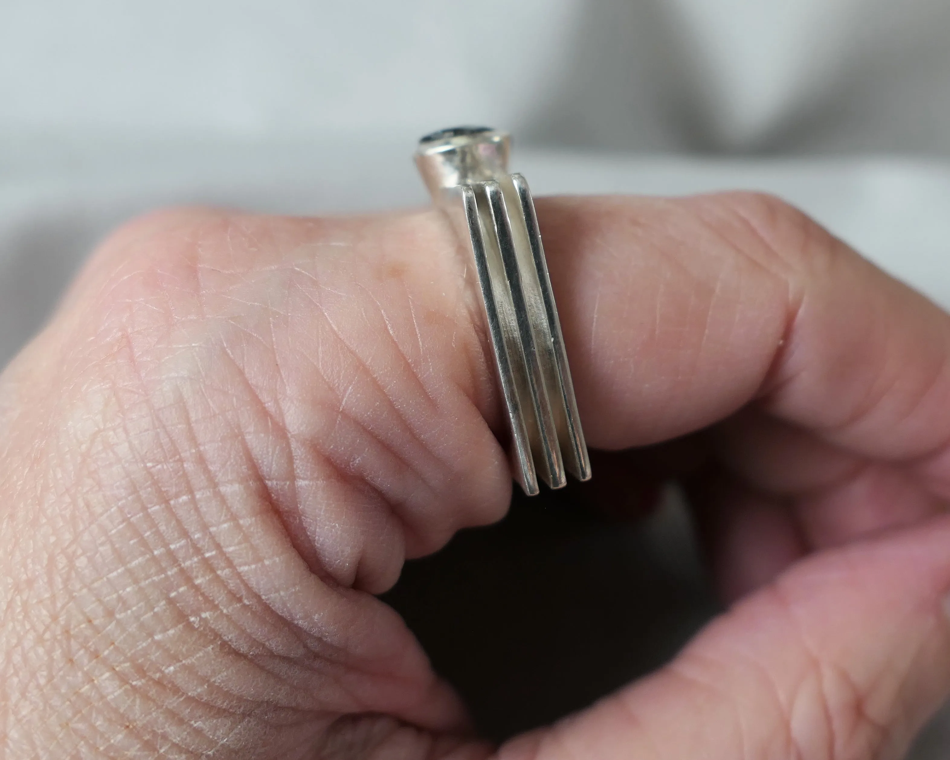 London Blue Topaz Square Layer Ring in Sterling Silver