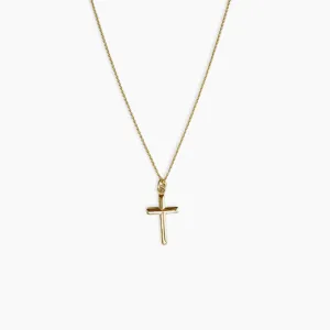 Long Cross Necklace 14K Solid Gold