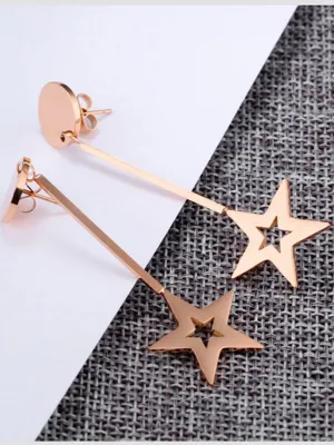 Long Temperament Simple Tassel Earrings Five-pointed Star Round Cake Earrings