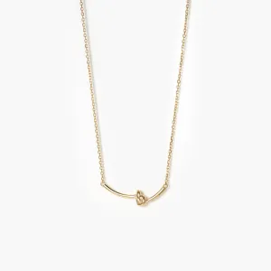 Love Knot Necklace 14K Gold Plated, Heart Knot Pendant Simple Style Cute Necklace