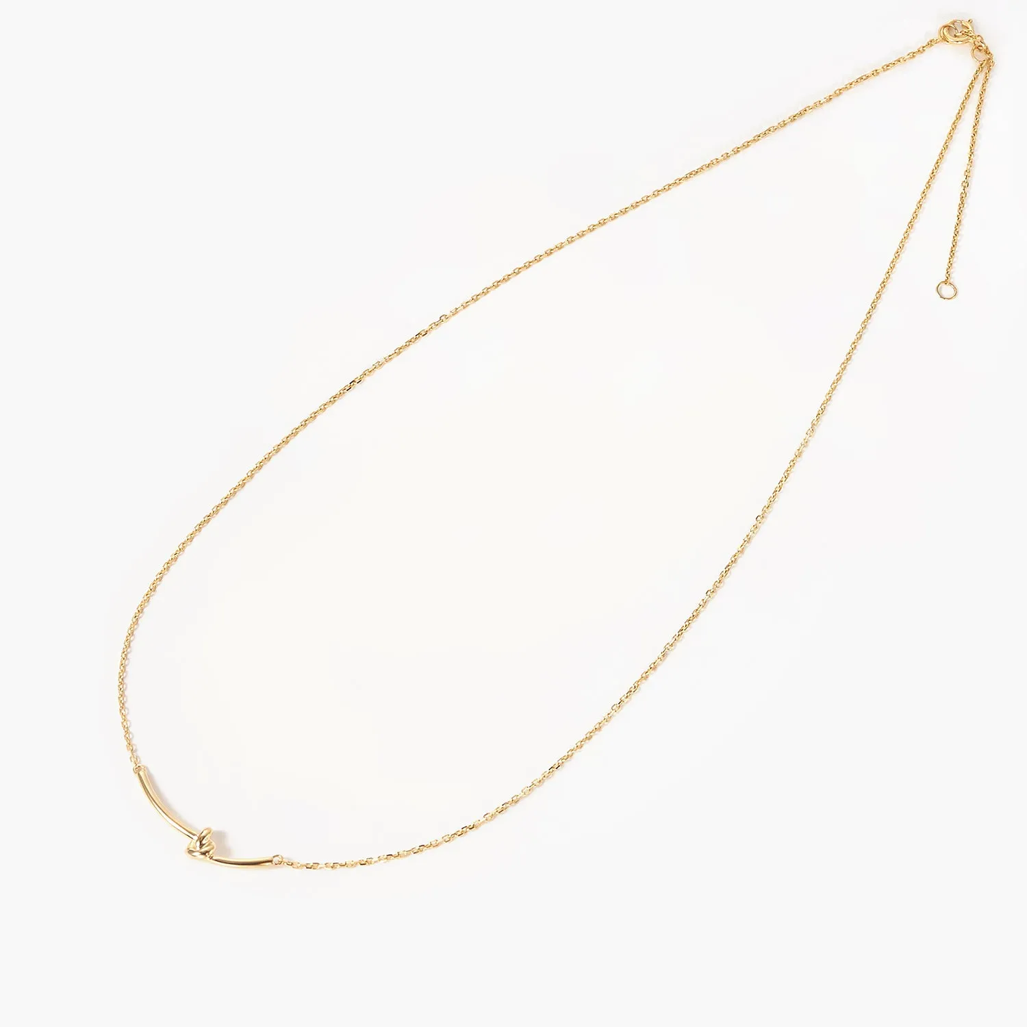 Love Knot Necklace 14K Gold Plated, Heart Knot Pendant Simple Style Cute Necklace