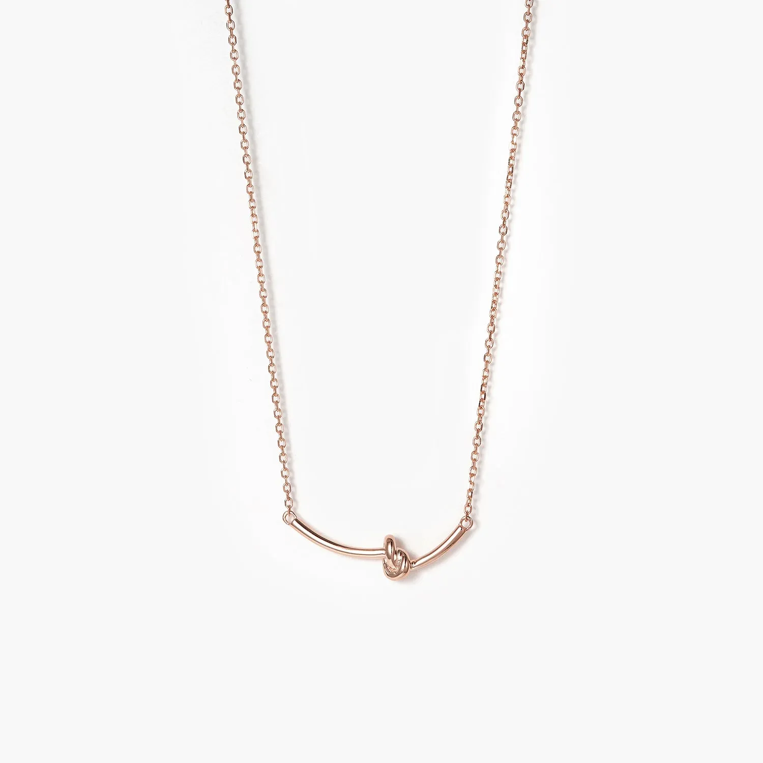 Love Knot Necklace 14K Gold Plated, Heart Knot Pendant Simple Style Cute Necklace