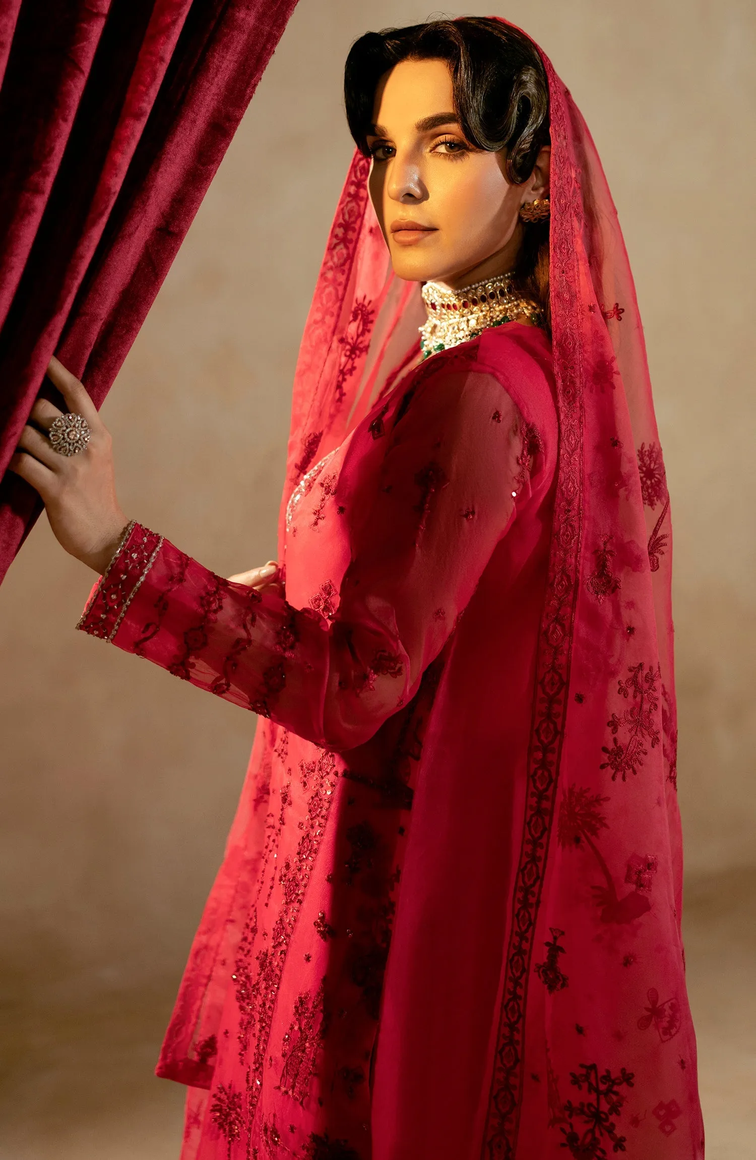 Luxury Shocking Pink Embroidered Pakistani Salwar Kameez Dupatta Suit