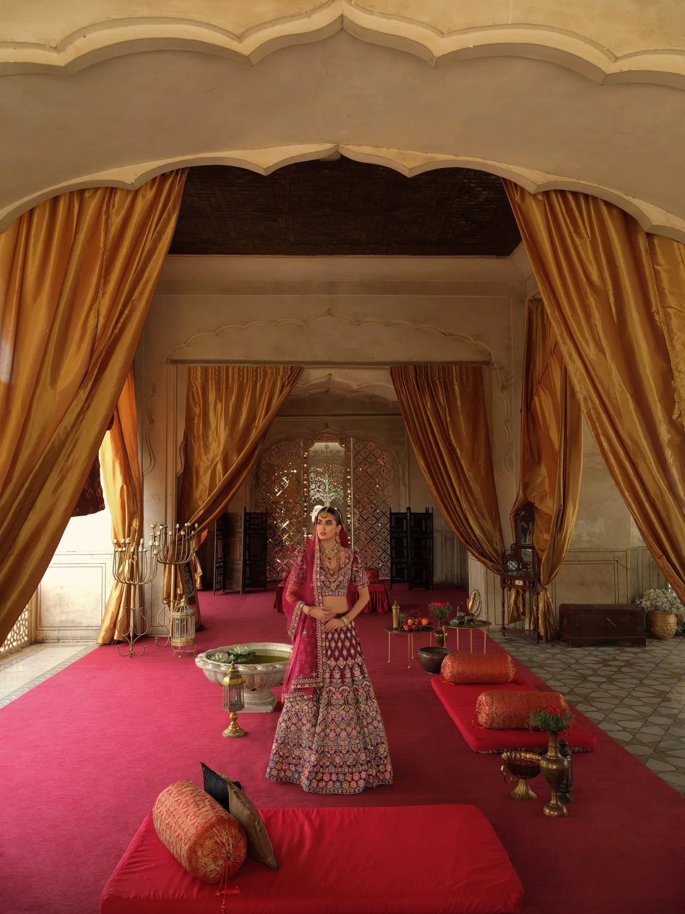 Magenta Lehenga Choli Dupatta Pakistani Bridal Dress