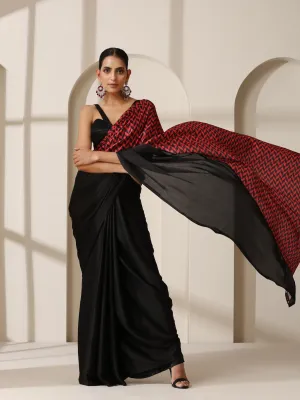 Marlboro Satin Saree with Black Blouse Fabric