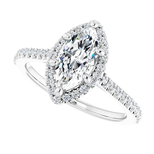 Marquise Cut Diamond Halo Engagement Ring