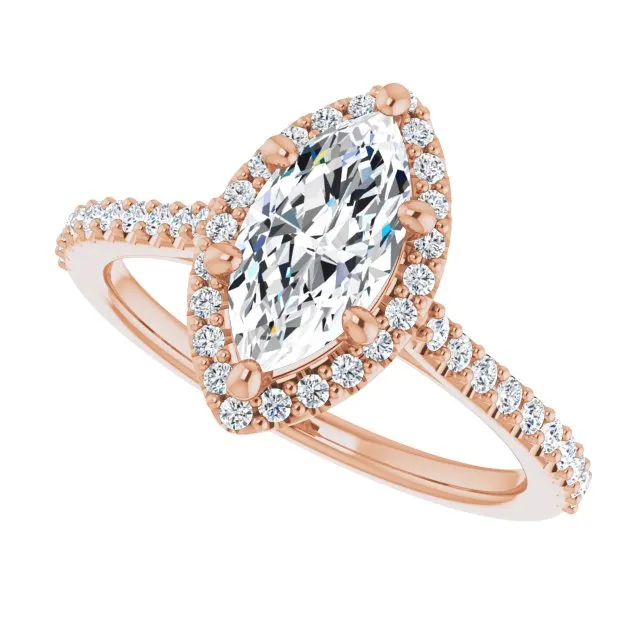 Marquise Cut Diamond Halo Engagement Ring